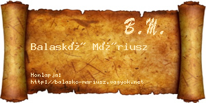 Balaskó Máriusz névjegykártya